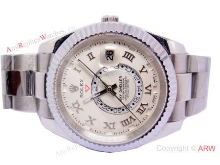 Rolex Sky Dweller Watch 42mm SS Cream Face w/ Working Time Zone